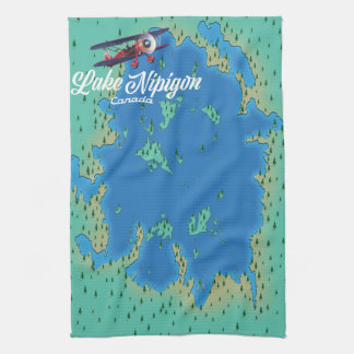 Lake Nipigon Canada map Tea Towel