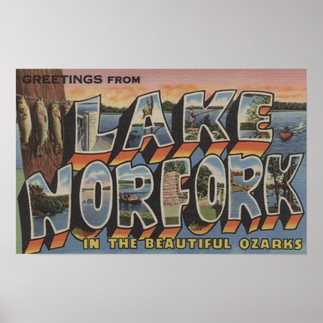 Lake Norfork, Arkansas - Large Letter Scenes Poster (Front)