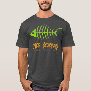 Lake Norman Fishing  Fishbone Gift Distressed T-Shirt