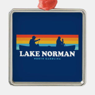 Lake Norman North Carolina Canoe Metal Tree Decoration