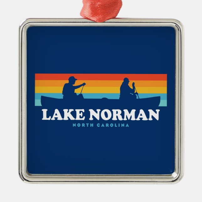 Lake Norman North Carolina Canoe Metal Tree Decoration (Front)