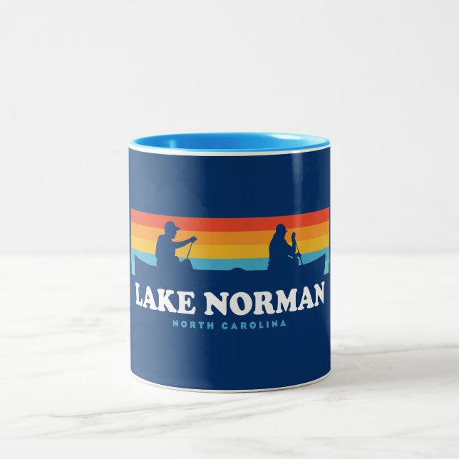 Lake Norman North Carolina Canoe Two-Tone Coffee Mug (Center)