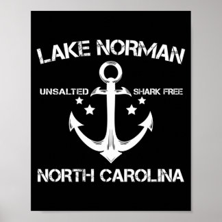Lake norman north carolina funny fishing camping poster