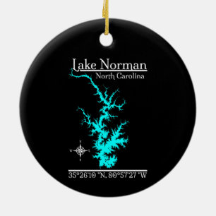 Lake Norman North Carolina Map Ceramic Ornament