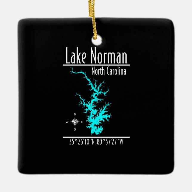 Lake Norman North Carolina Map Coordinates Ceramic Ornament (Front)