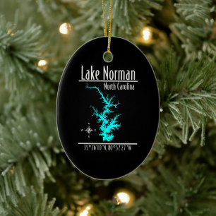 Lake Norman North Carolina Map Coordinates Ceramic Tree Decoration