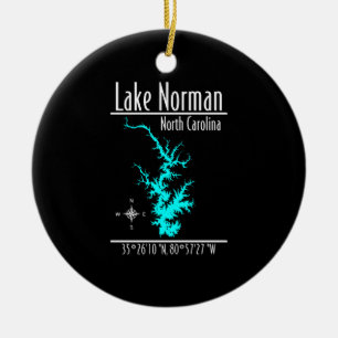 Lake Norman North Carolina Map Coordinates Ceramic Tree Decoration