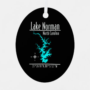 Lake Norman North Carolina Map Coordinates Metal Tree Decoration