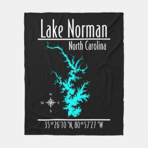 Lake Norman North Carolina Map Fleece Blanket