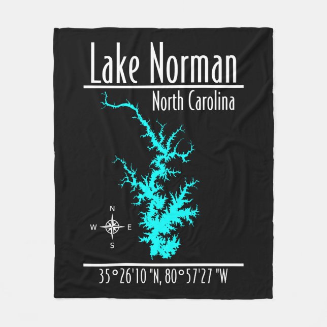 Lake Norman North Carolina Map Fleece Blanket (Front)