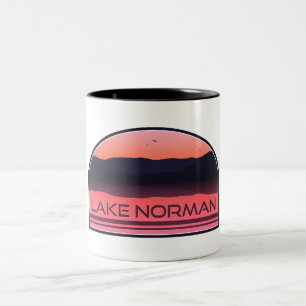 Lake Norman North Carolina Red Sunrise Two-Tone Coffee Mug