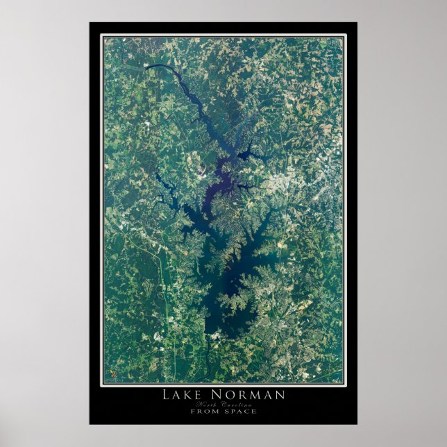 Lake Norman North Carolina Satellite Poster Map (Front)