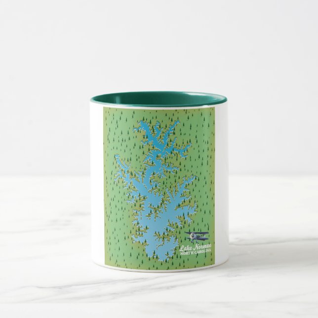 Lake Norman South Carolina retro map Mug (Center)