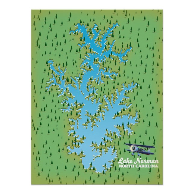 Lake Norman South Carolina retro map Poster (Front)
