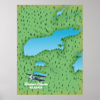 Lake Norman South Carolina retro map Poster