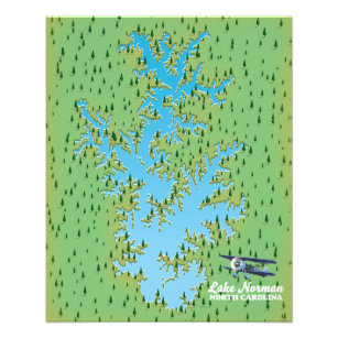 Lake Norman South Carolina retro map Poster Flyer