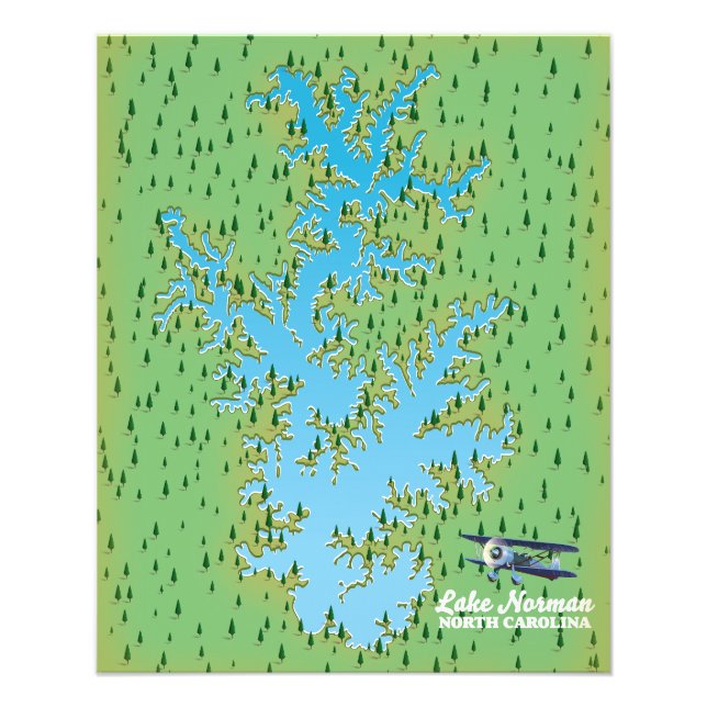 Lake Norman South Carolina retro map Poster Flyer (Front)