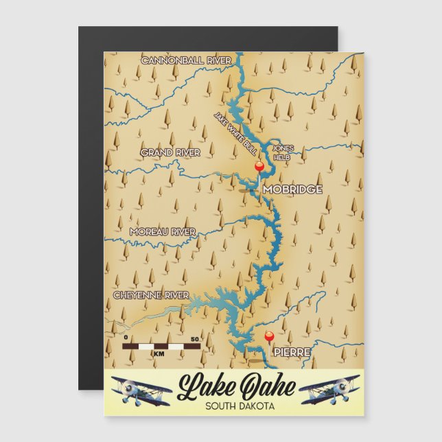Lake Oahe South Dakota map (Front/Back)