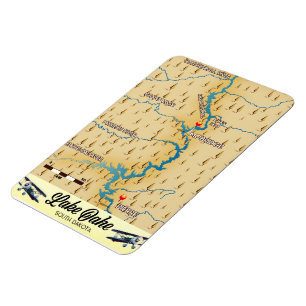Lake Oahe South Dakota map Magnet