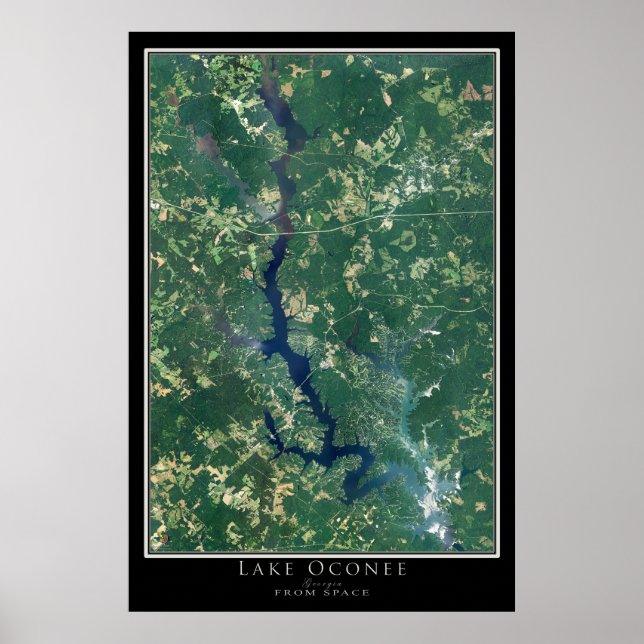 Lake Oconee Georgia Satellite Poster Map (Front)