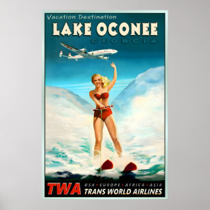 Lake Oconee Georgia Waterski Travel Poster Art