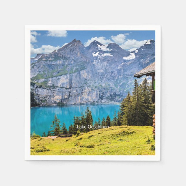 Lake Oeschinen scenic photograph Napkin (Front)