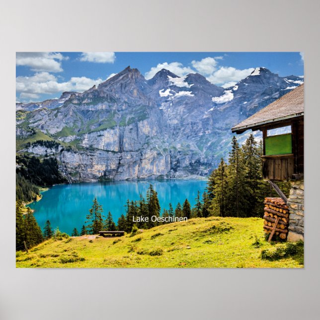 Lake Oeschinen scenic photograph Poster (Front)