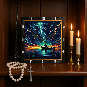 Lake of Lightning Square Wall Clock