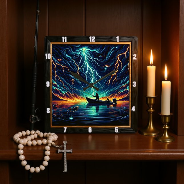 Lake of Lightning Square Wall Clock (Creator Uploaded)