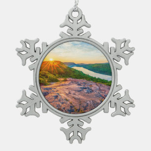 Lake of the Clouds Porcupine Mountains Snowflake Pewter Christmas Ornament