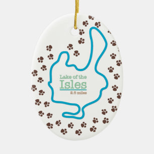 Lake of the Isles with Dog Paw Prints Ceramic Tree Decoration