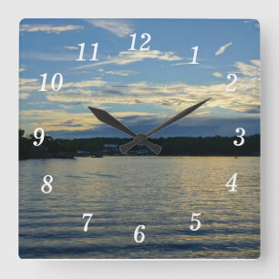 Lake Of The Ozarks Blue Sunset Square Wall Clock