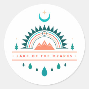 lake of the ozarks boho rainbow moon classic round sticker