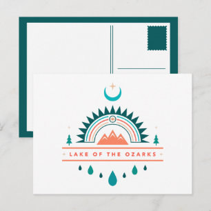 lake of the ozarks boho rainbow moon postcard