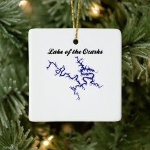 Lake of the Ozarks Missouri Blue Shoreline Map Ceramic Ornament
