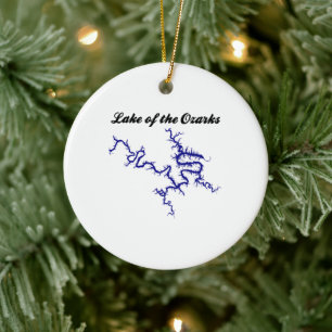 Lake of the Ozarks Missouri Blue Shoreline Map Ceramic Tree Decoration