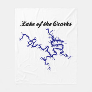 Lake of the Ozarks Missouri Blue Shoreline Map Fleece Blanket