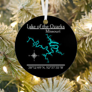 Lake of the Ozarks Missouri Lake Map Metal Tree Decoration