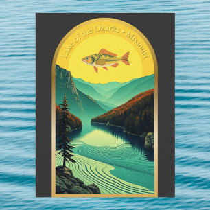 Lake of the Ozarks Missouri landscape fish retro Postcard