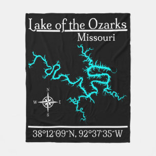 Lake of the Ozarks Missouri Map Coordinates Fleece Blanket