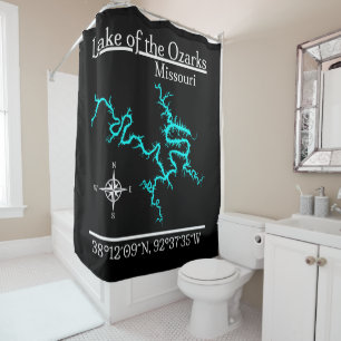 Lake of the Ozarks Missouri Map Coordinates Shower Curtain
