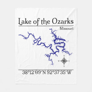 Lake of the Ozarks Missouri Map Fleece Blanket