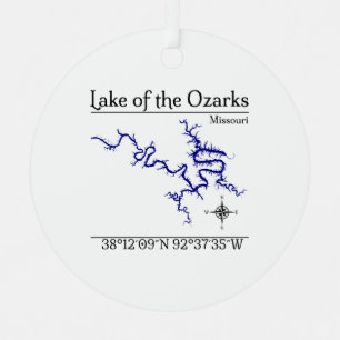 Lake of the Ozarks Missouri Map Metal Ornament