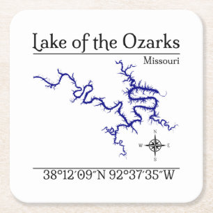 Lake of the Ozarks Missouri Map Paper Coaster
