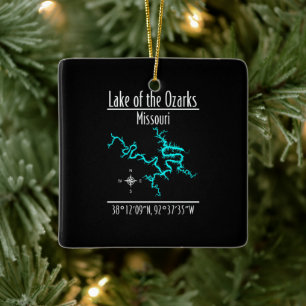 Lake of the Ozarks Missouri Map Square Ornament