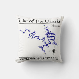 Lake of the Ozarks Missouri Map Throw Pillow Decor