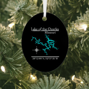 Lake of the Ozarks Missouri Oval Lake Map Metal Tree Decoration