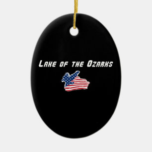 Lake of the Ozarks Missouri Patriotic Eagle Ceramic Tree Decoration