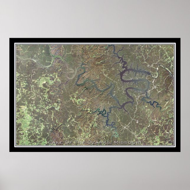 Lake Of The Ozarks Missouri Satellite Poster Map (Front)