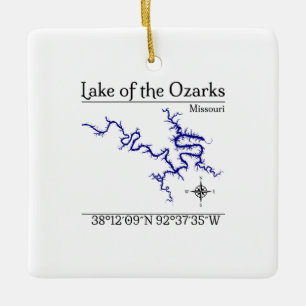Lake of the Ozarks Missouri Square Map Ornament